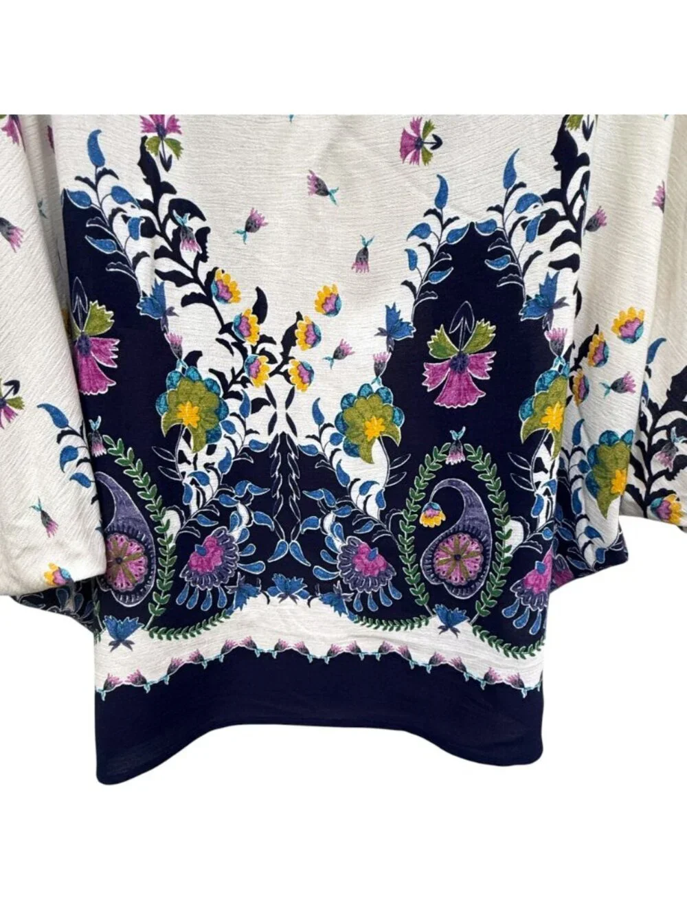 Anthropologie Wrap Boho Blue Floral Womens Kimono Jacket One Size